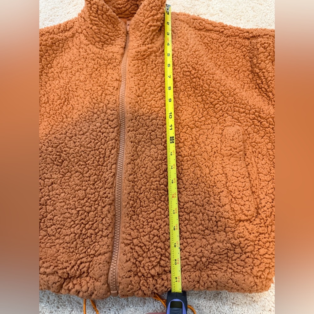 Urban Outfitters Orange Teddy Crop Zip Up Jacket Size Small - Picture 7 of 9